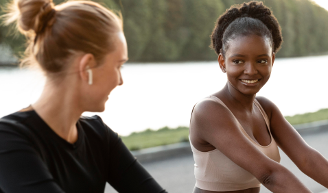 Women taking a break from workout